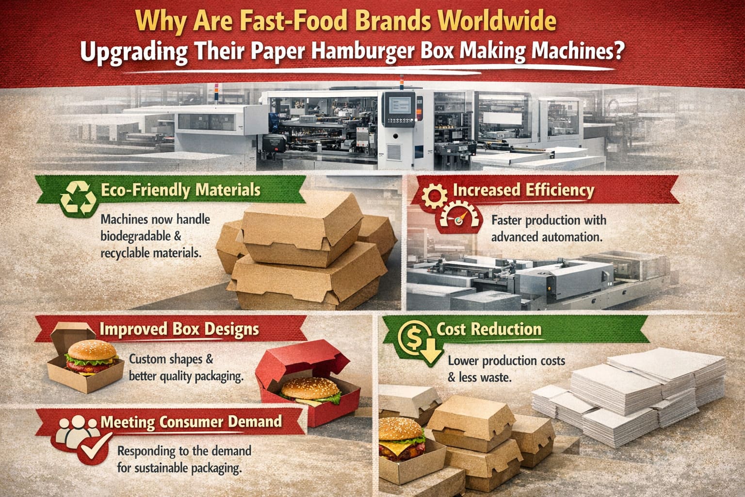 Why Are Fast-Food Brands Worldwide Upgrading Their Paper Hamburger Box Making Machines? Why Are Fast-Food Brands Worldwide Upgrading Their Paper Hamburger Box Making Machines?