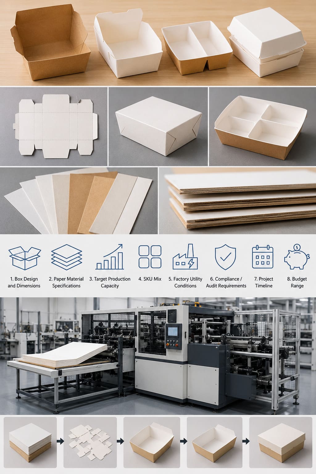 Lista RFQ para Máquina Formadora de Cajas de Papel para Alimentos: ¿Qué información sobre diseño, material y capacidad debe preparar antes de solicitar una cotización? Lista RFQ para Máquina Formadora de Cajas de Papel para Alimentos: ¿Qué información sobre diseño, material y capacidad debe preparar antes de solicitar una cotización?