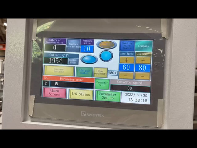 Máquina encoladora de cajas de hamburguesas